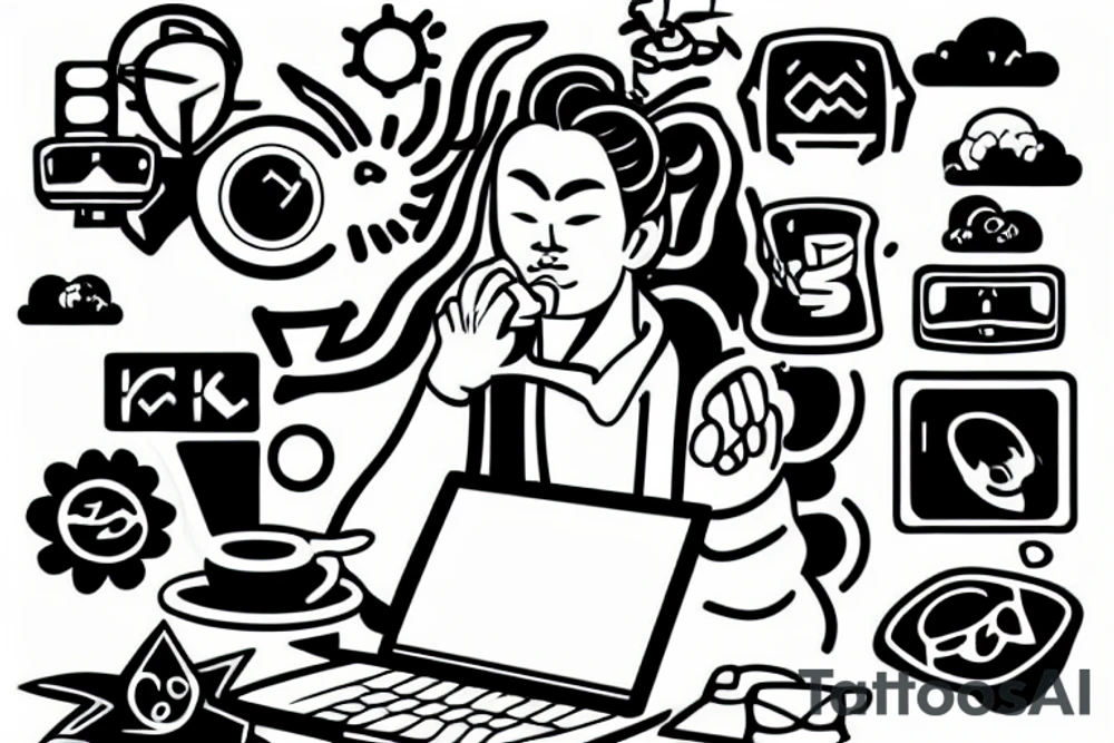 a developer wokring on a computer tattoo idea