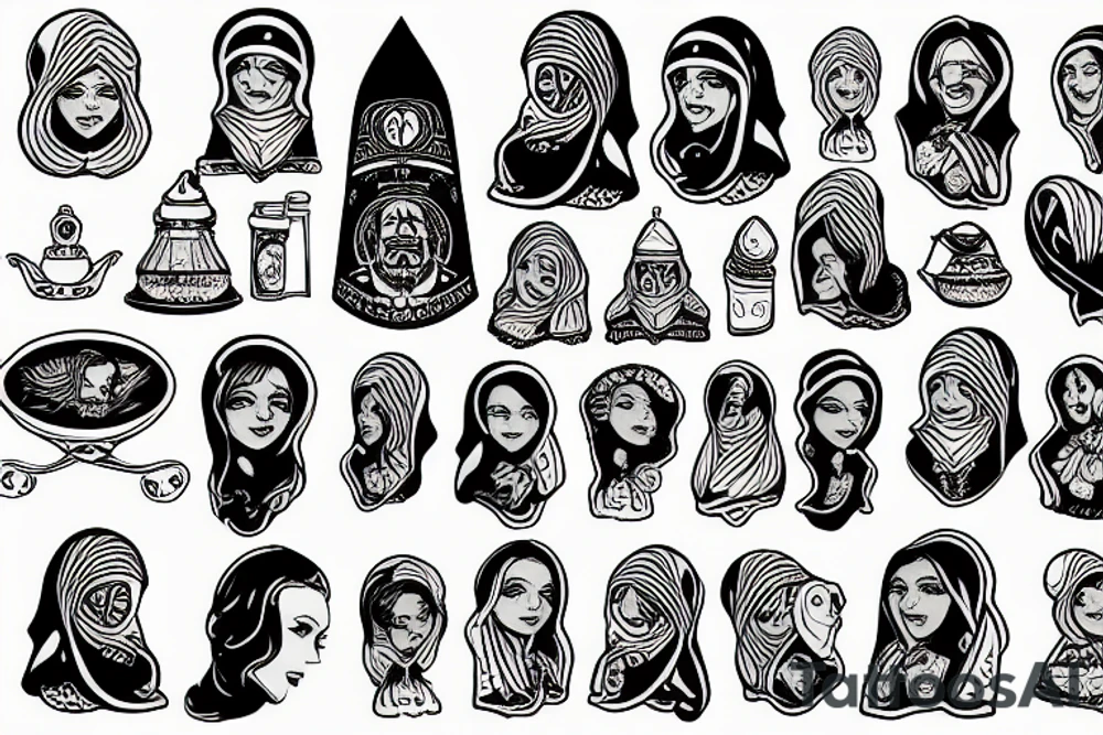 Babushka black and white tattoo idea
