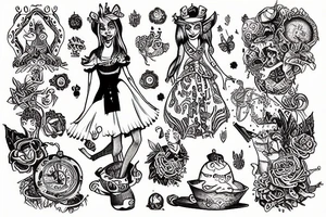 alice in wonderland experiencing DMT tattoo idea