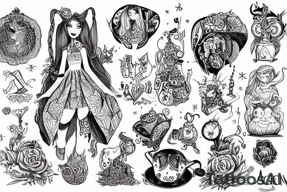 alice in wonderland experiencing DMT tattoo idea