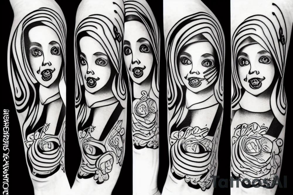 Babushka black and white tattoo idea