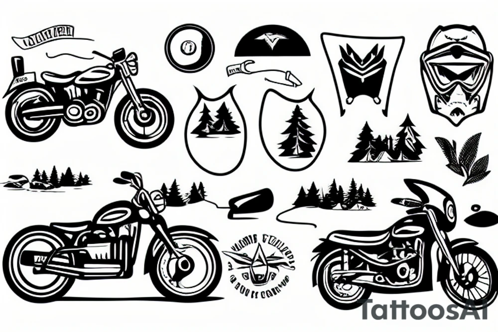 camping with motorcycle tattoo idea