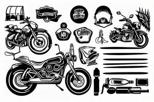 camping with motorcycle tattoo idea