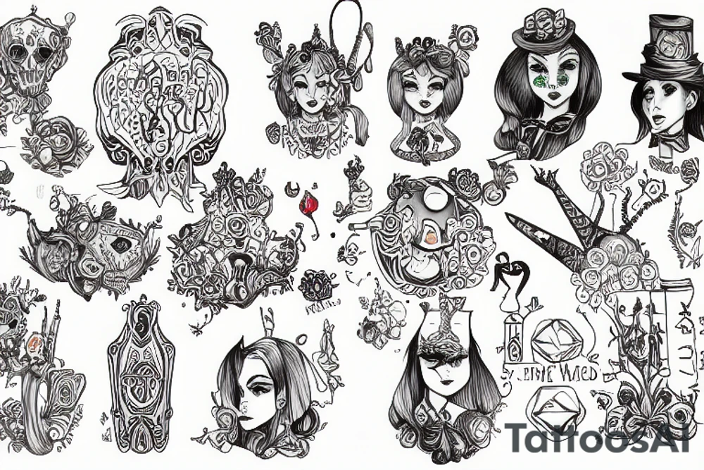 alice in wonderland experiencing DMT tattoo idea