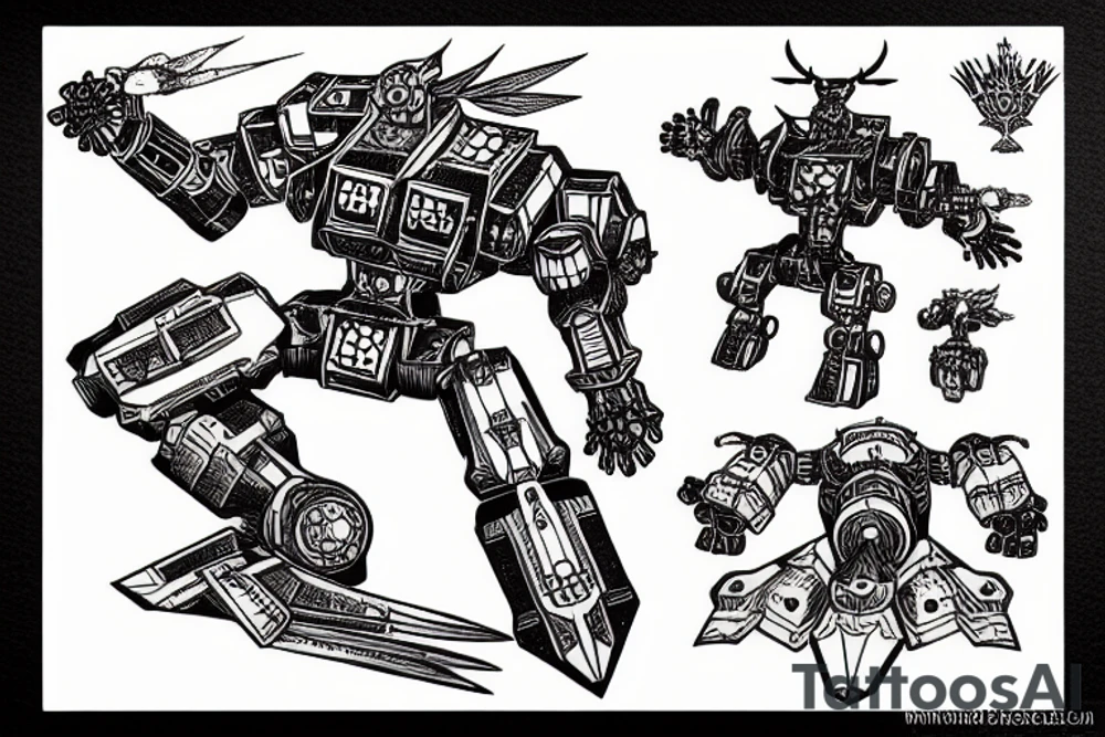 Giant mecha with sword tattoo idea