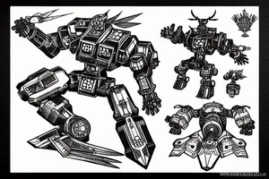 Giant mecha with sword tattoo idea