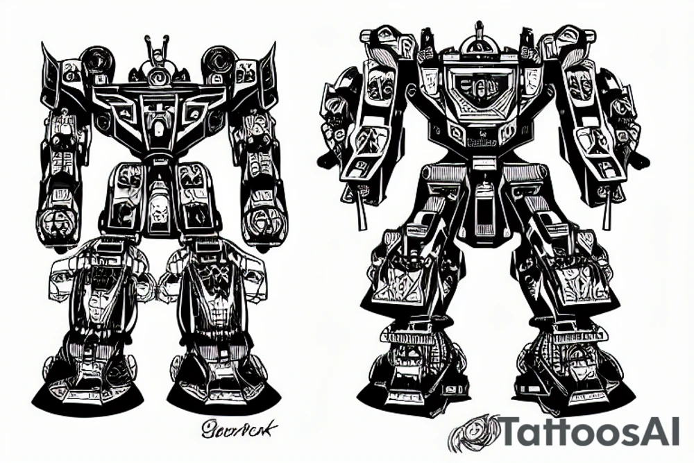 Giant mecha with sword tattoo idea