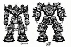 Giant mecha with sword tattoo idea