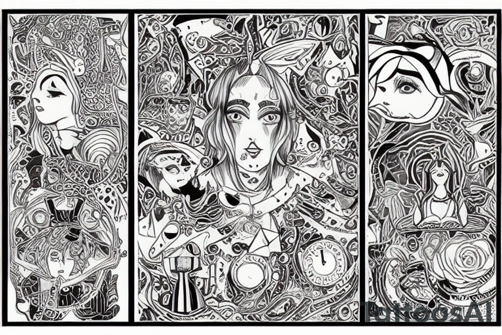 alice in wonderland experiencing DMT tattoo idea