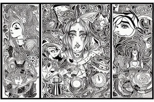 alice in wonderland experiencing DMT tattoo idea
