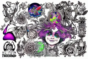 alice in wonderland on a psychadelic journey tattoo idea