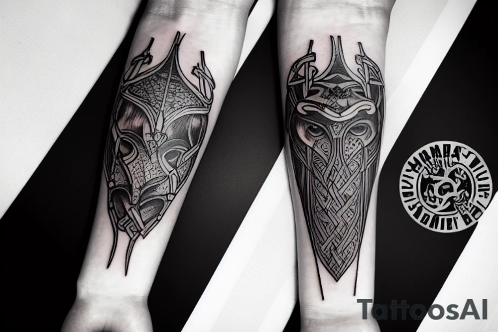 inner forearm tattoo, viking style, name "Mathias", date "11.06.19" tattoo idea