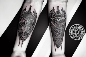 inner forearm tattoo, viking style, name "Mathias", date "11.06.19" tattoo idea