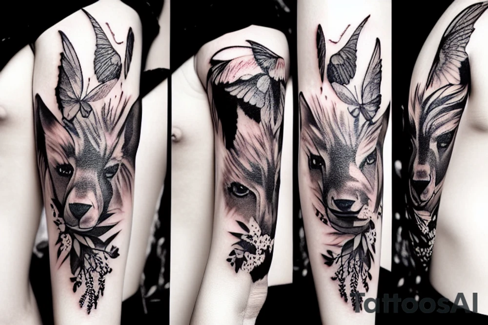 a montage of wild animals tattoo idea