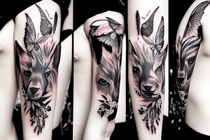 a montage of wild animals tattoo idea