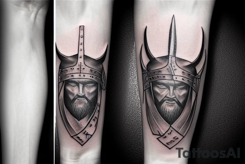 inner forearm tattoo in viking style with name "Mathias" and birthdate "11.06.19" tattoo idea