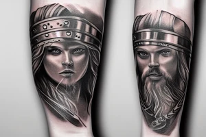 inner forearm tattoo in viking style with name "Mathias" and birthdate "11.06.19" tattoo idea