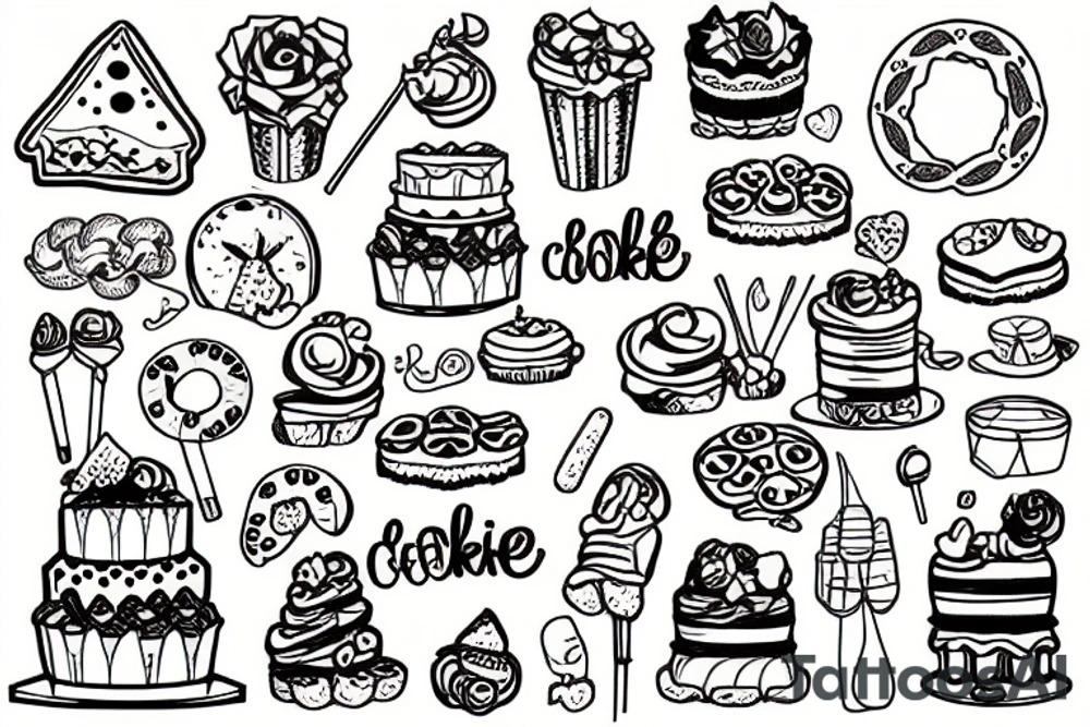 cookies cake sweet tattoo idea
