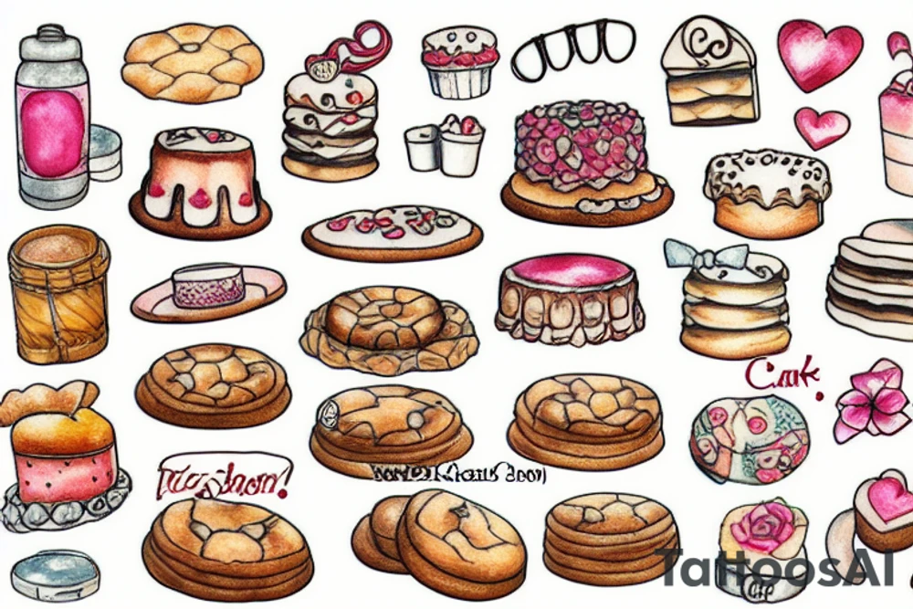 cookies cake sweet tattoo idea