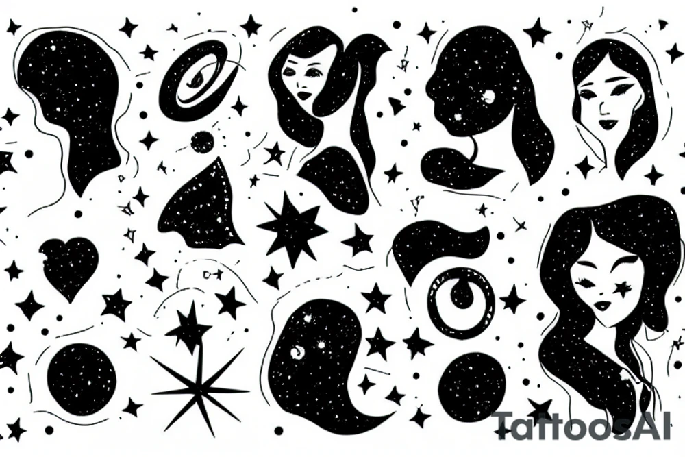 girl and galaxy tattoo idea