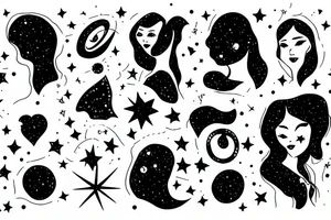 girl and galaxy tattoo idea