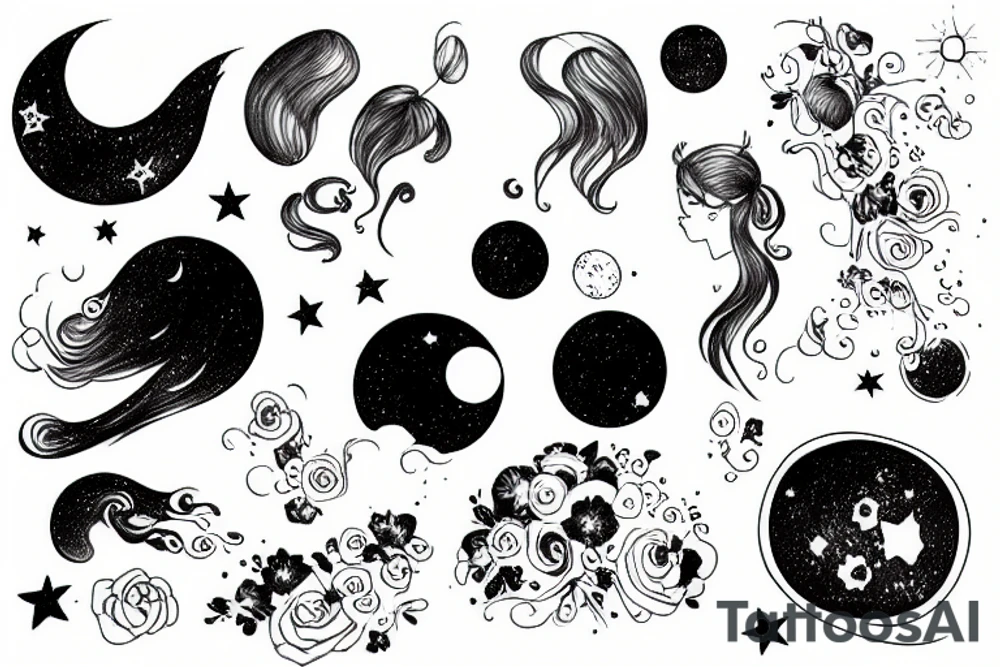 girl and galaxy tattoo idea