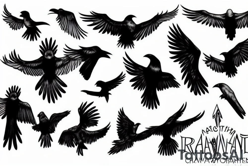 Raven in flight tattoo idea
