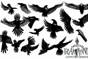 Raven in flight tattoo idea