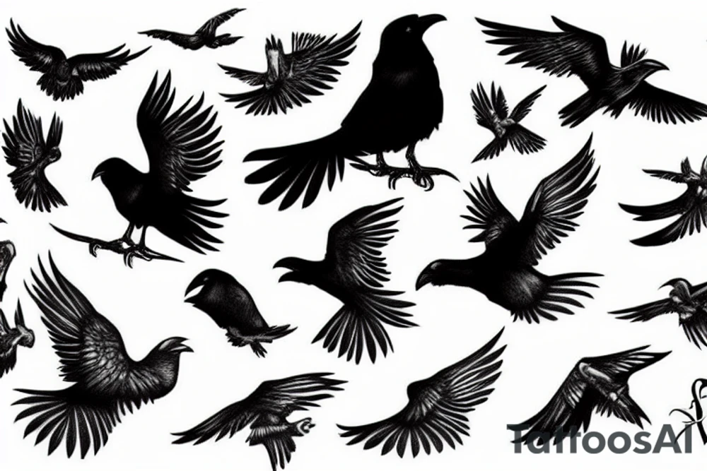 Raven in flight tattoo idea