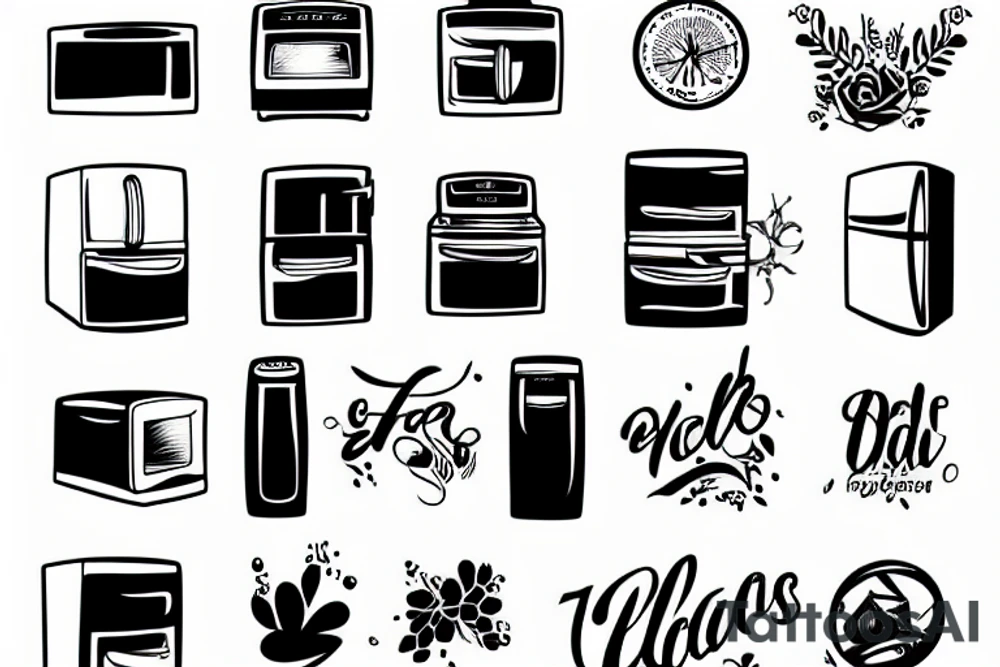 Fridge with freezer open tattoo idea