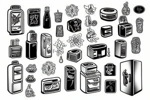 Fridge with freezer open tattoo idea