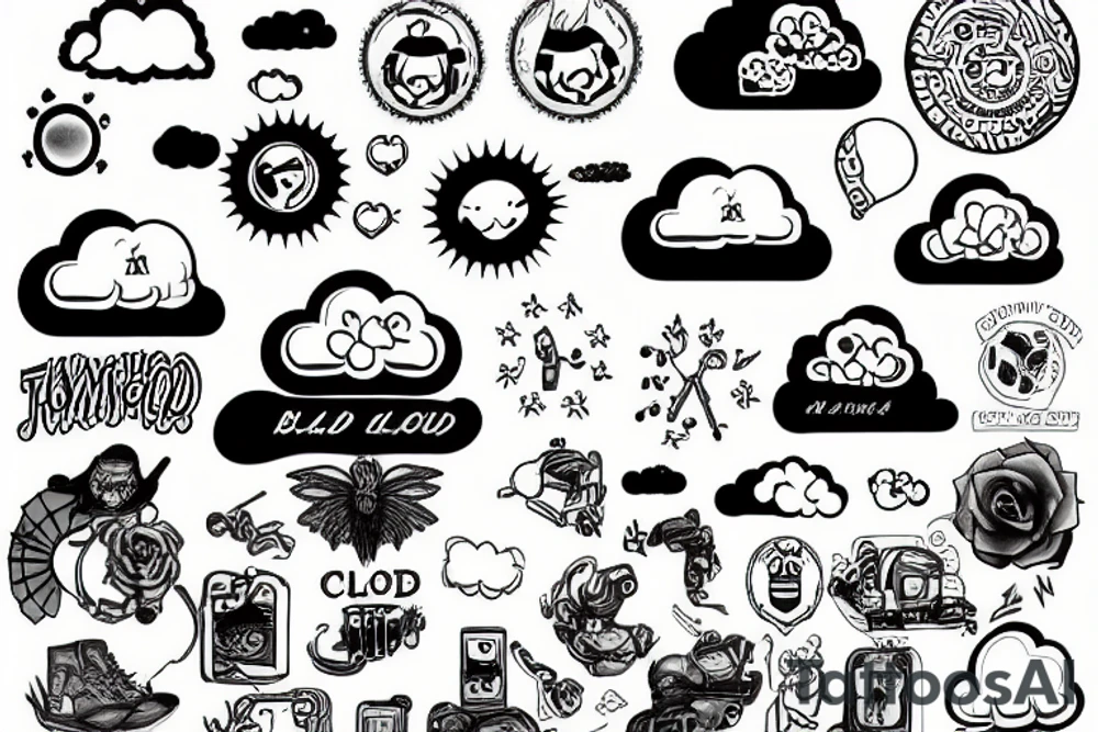 Cloud black and white and gray tattoo idea