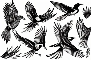 Magpie in flight tattoo idea