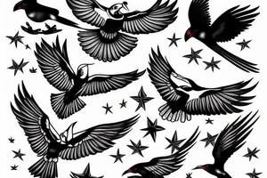 Magpie in flight tattoo idea