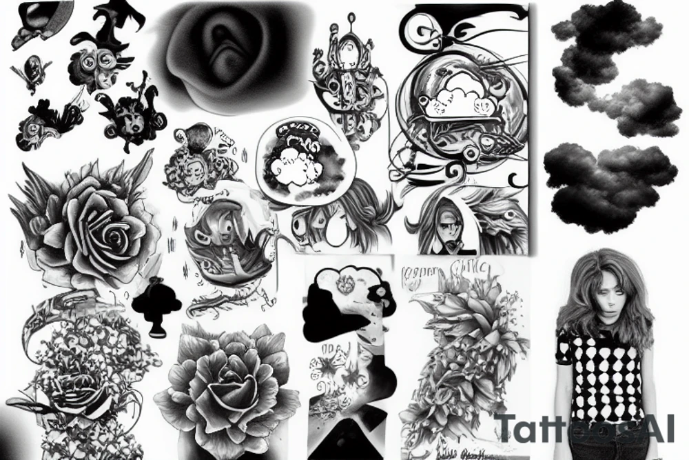Cloud black and white and gray tattoo idea