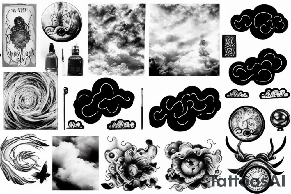 Cloud black and white and gray tattoo idea