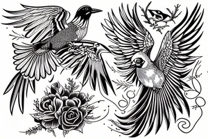 Magpie in flight tattoo idea