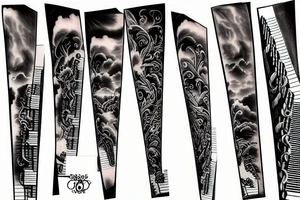Staircase to heaven made of piano keys tattoo idea