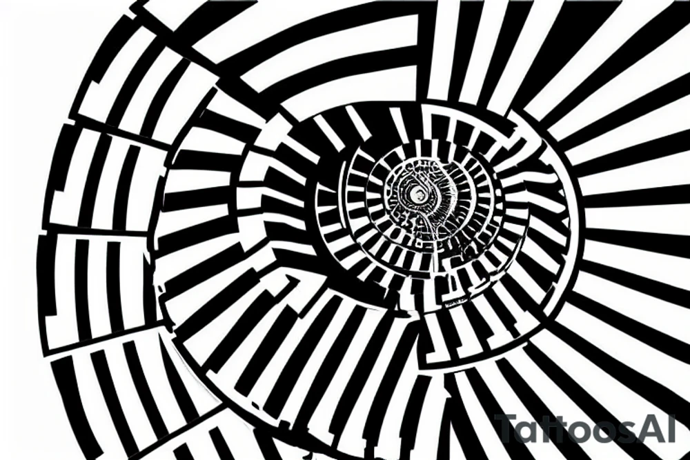 Spiral staircase to heaven made of piano keys tattoo idea