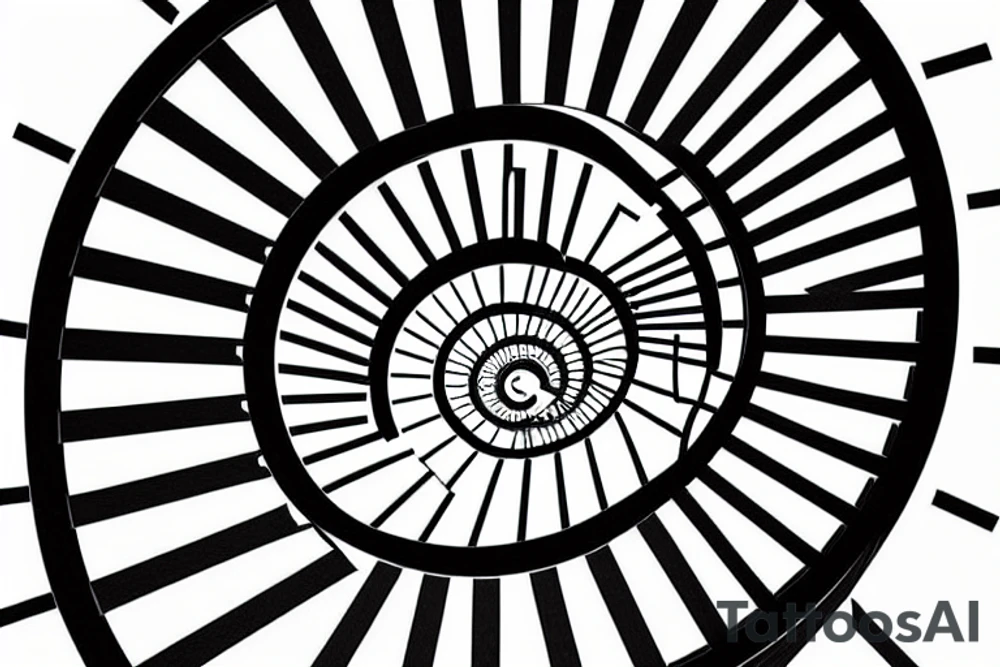 Spiral staircase to heaven made of piano keys tattoo idea