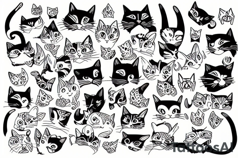 lots of cats tattoo idea