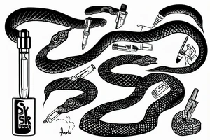 Type 1 Diabetic snake syringe tattoo idea