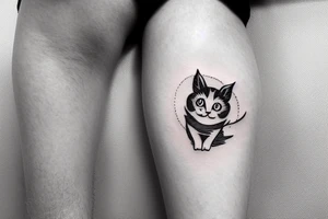 a kitten in a castle gazing at the moon tattoo idea