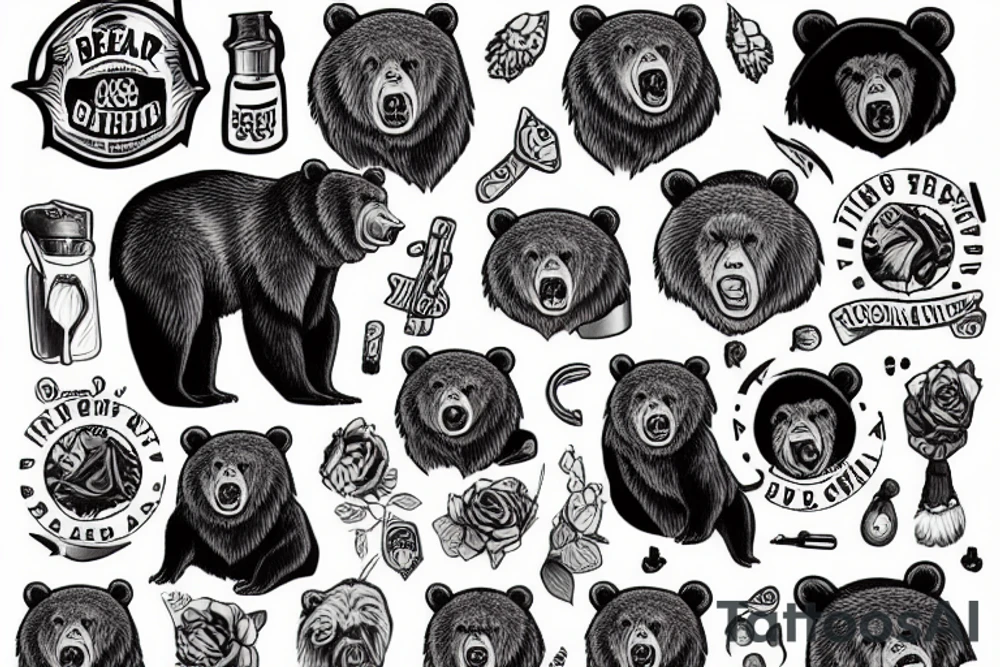 a bear growling tattoo idea