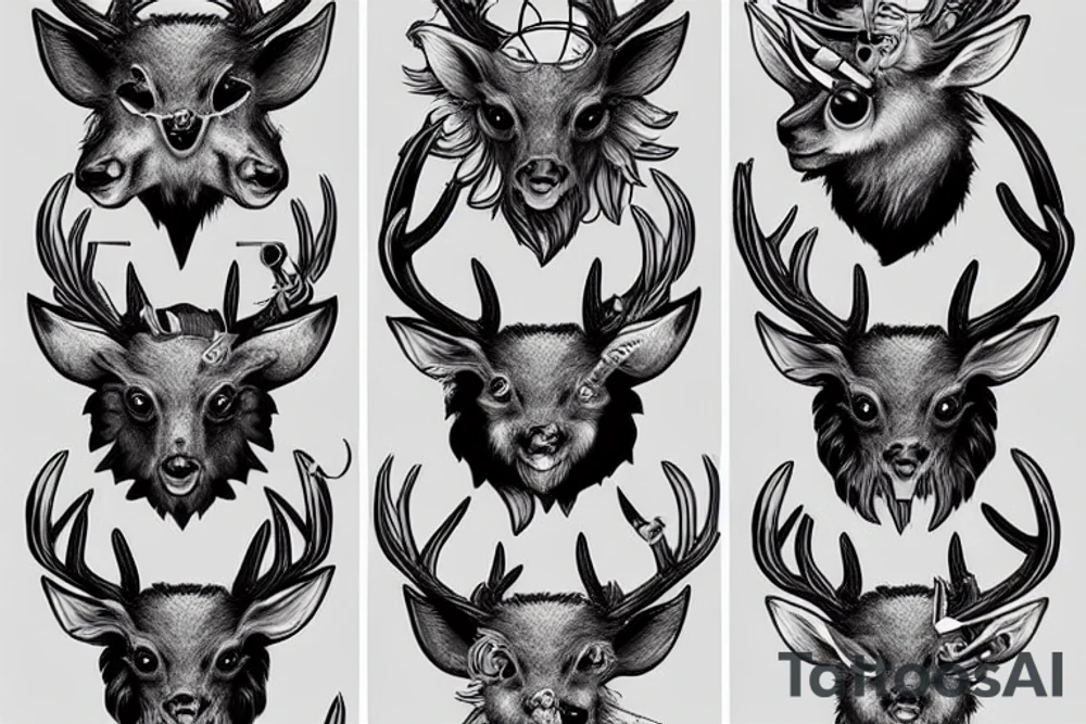 A stag wearing an eye patch tattoo idea