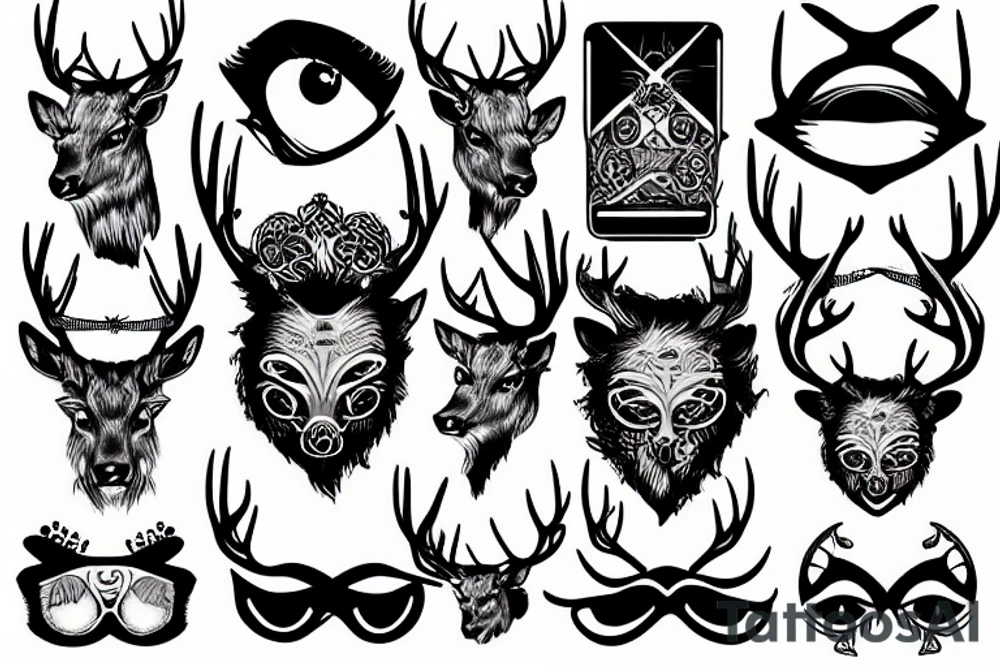 A stag wearing an eye patch tattoo idea