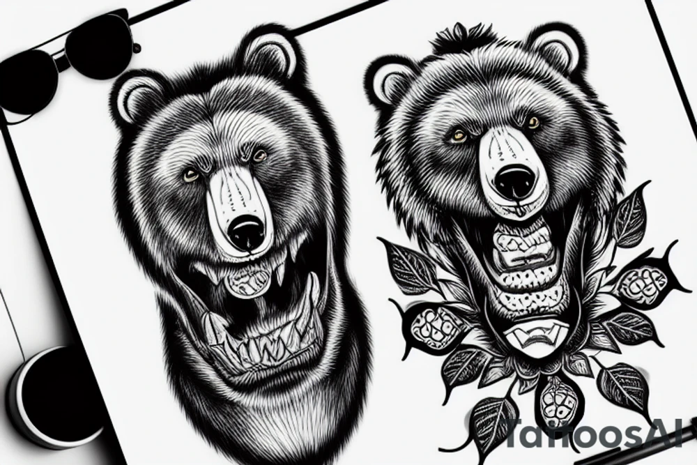 a bear growling tattoo idea