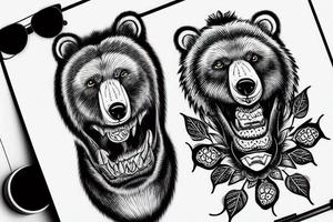a bear growling tattoo idea
