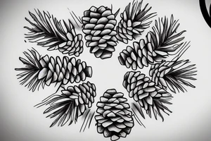 A pine cone. There is text in a circle around the pine cone tattoo idea