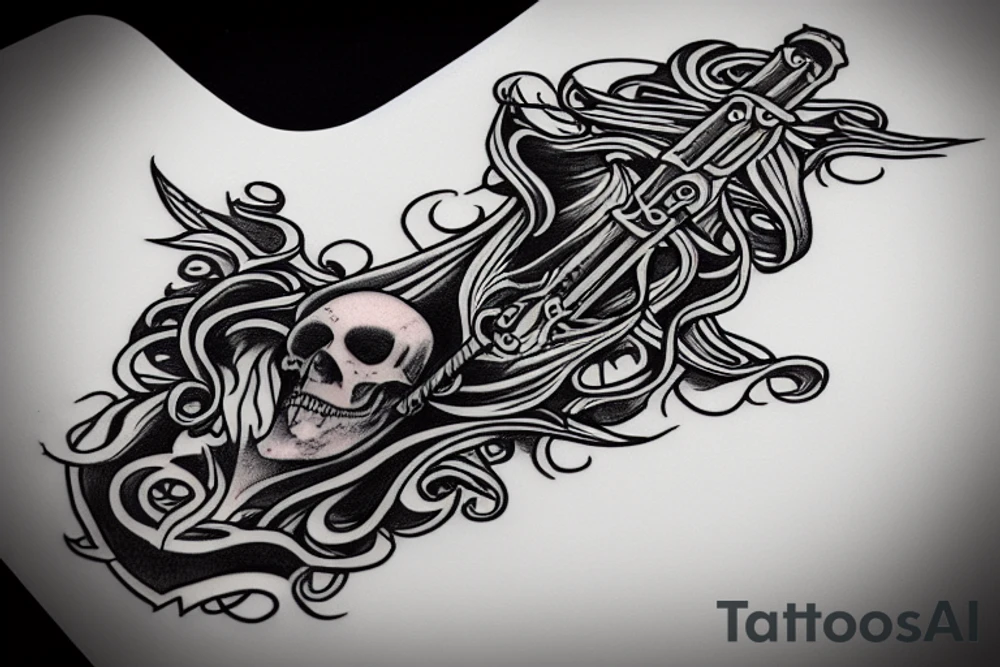 Death with a  scepter on a white horse tattoo idea